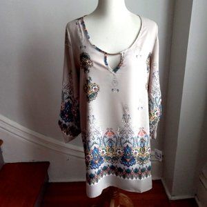 OLIVE TREE TAN PAISLEY PRINT MINI DRESS NWT M